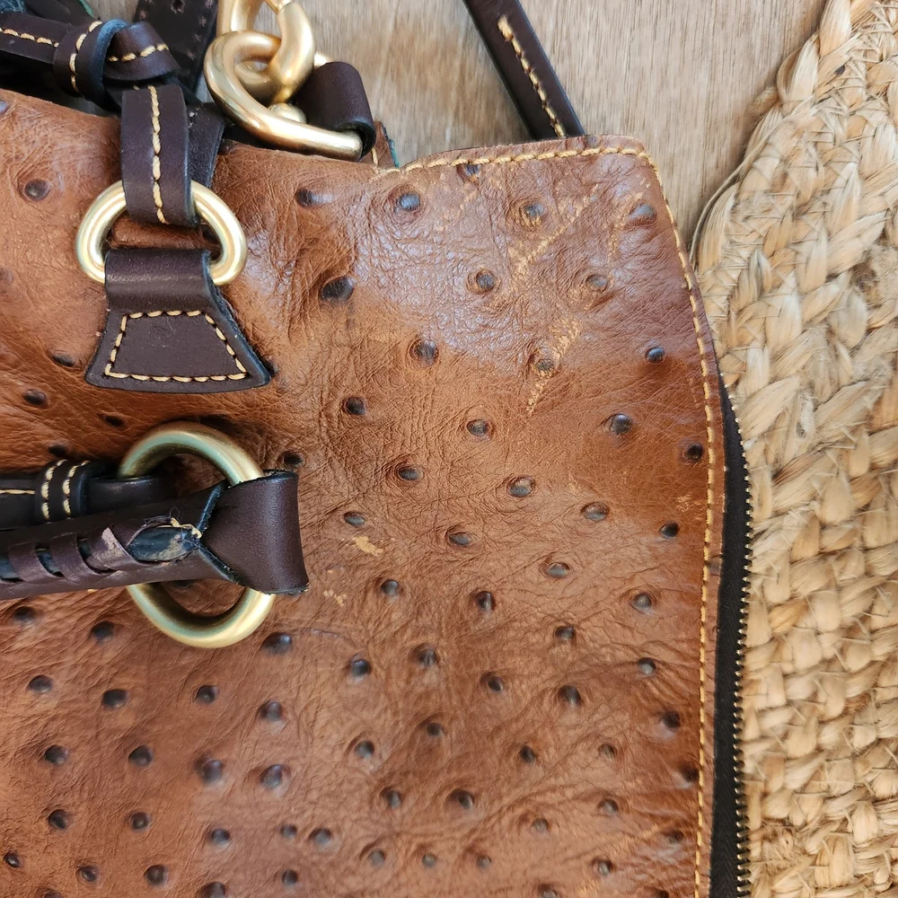 Dooney And Bourke Large Florentine Ostrich patterned leather bag. - Picture 10 of 11